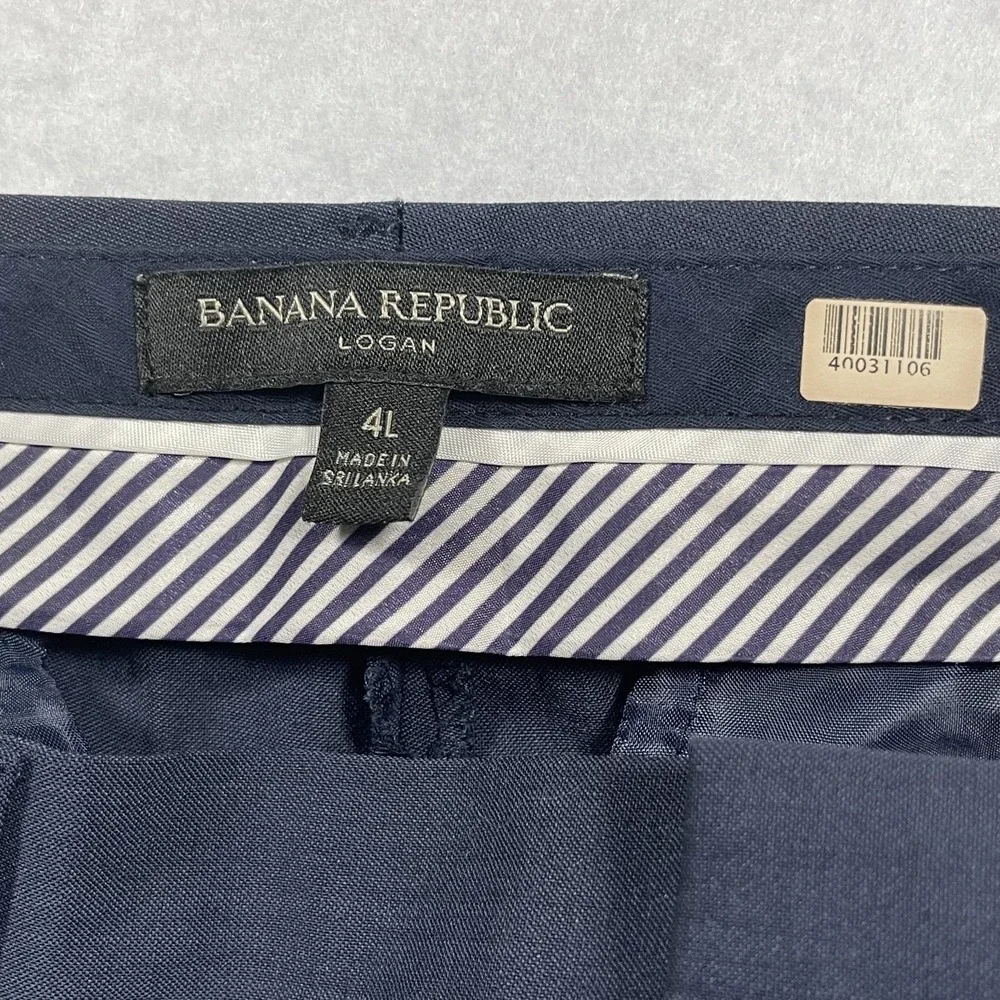 Banana Republic Logan Navy Dress Pants Men's 4L Flat Front Career Trousers